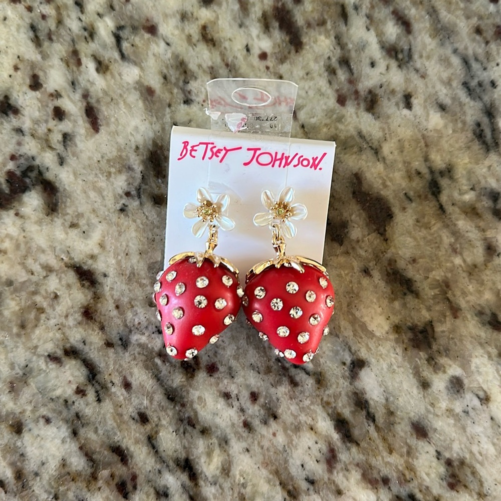 Betsey Johnson strawberry statement earrings